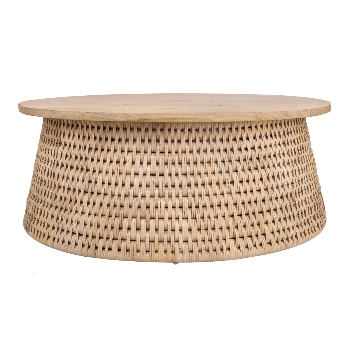 Pacific Direct 3100010-N Kamari Rattan Coffee Table with Wood Top, Natural