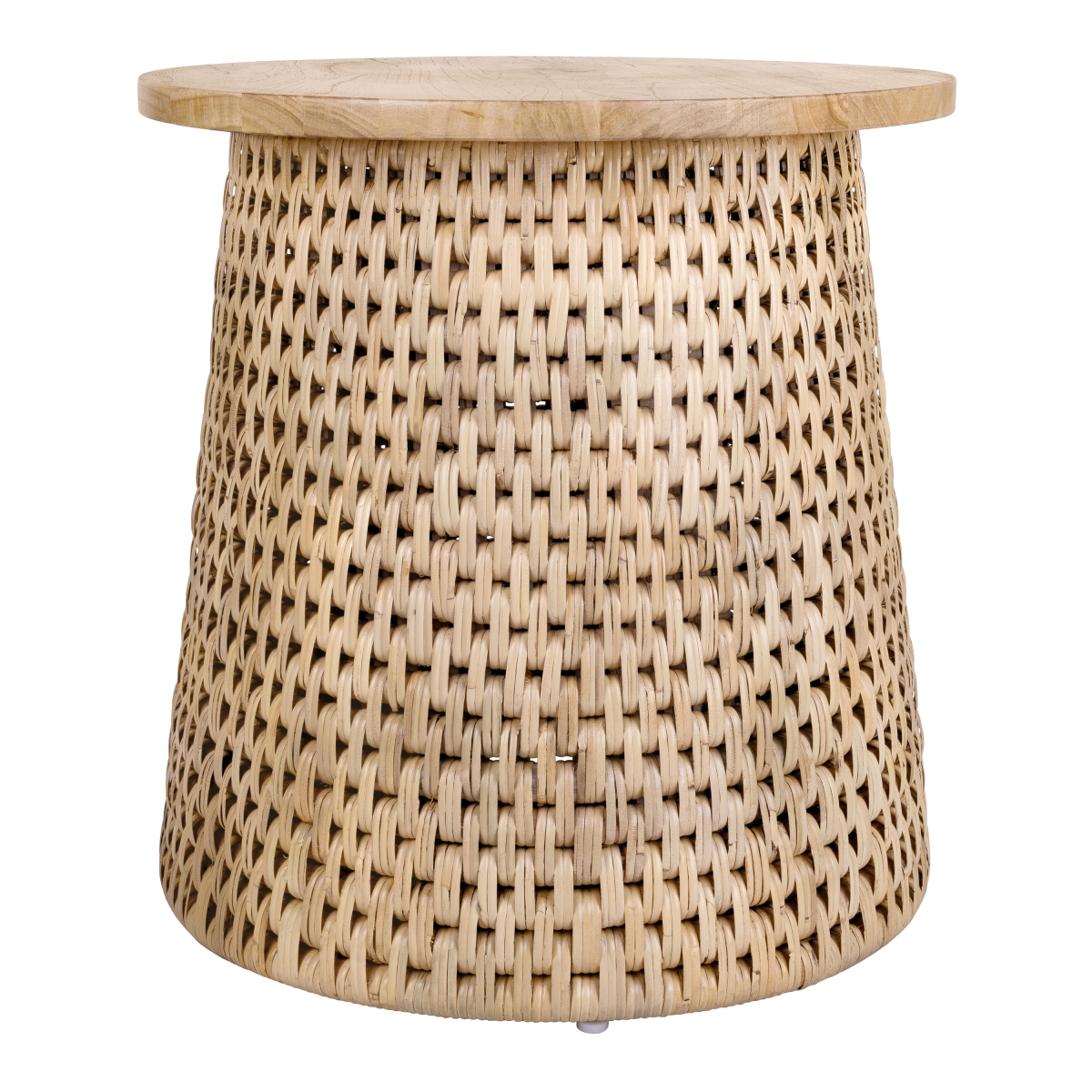 Pacific Direct 3100011-N Kamari Rattan Side & End Table with Wood Top, Natural