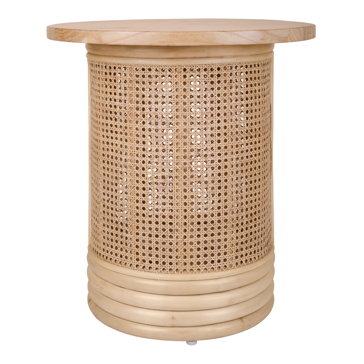 Pacific Direct 3100013 Brisa Rattan Side & End Table with Wood Top, Natural