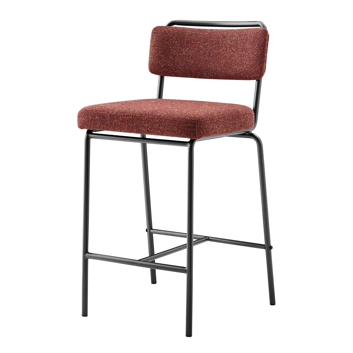 Pacific Direct 9300165-655 Zander Fabric Counter Stool, Pebbled Terracotta - Set of 4