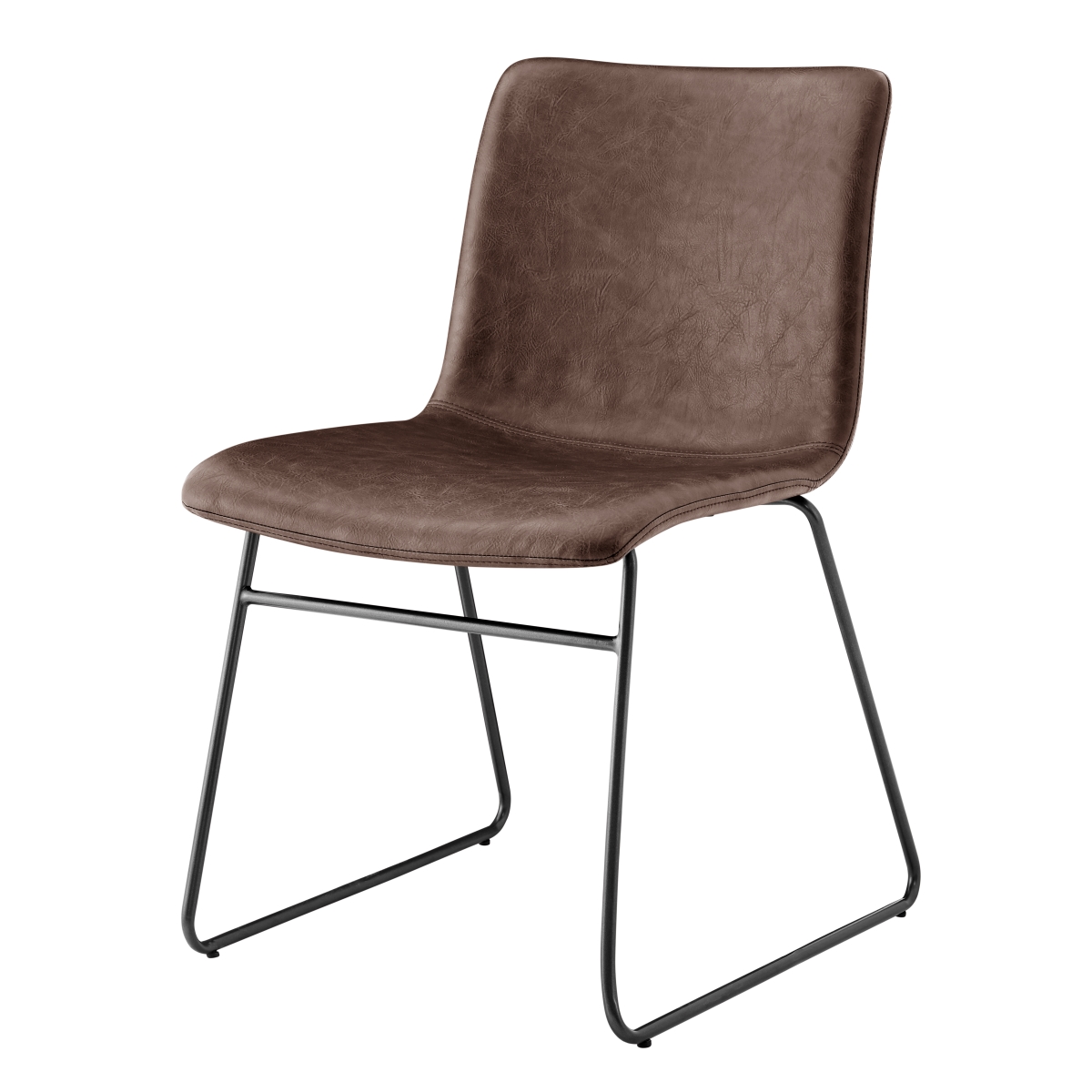 Pacific Direct 9300170-652 Bruce PU Dining Side Chair, Toasted Dark Brown - Set of 2