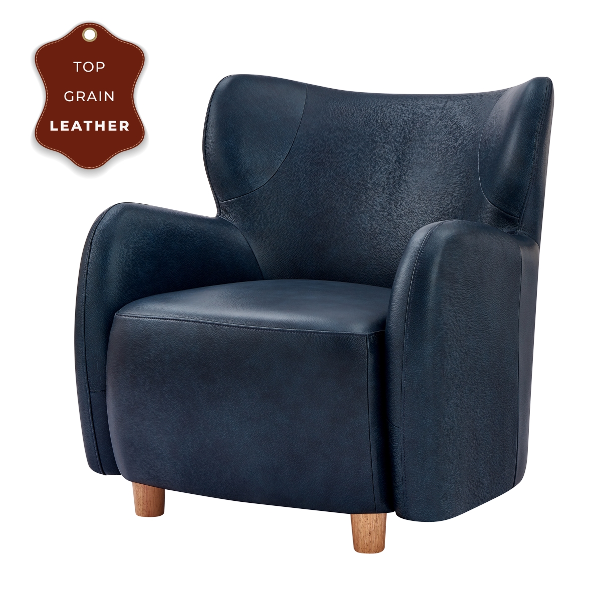Pacific Direct 1900223-429 Tiffany Top Grain Leather Accent Arm Chair, Garrett Blue