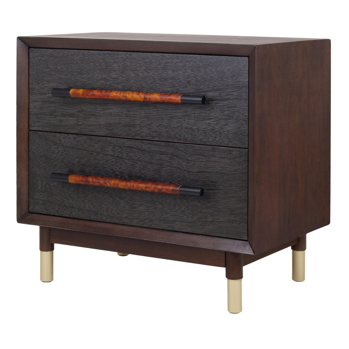 Pacific Direct 1270014 Callan Nightstand & Side Table with 2 Drawers, Dark Walnut