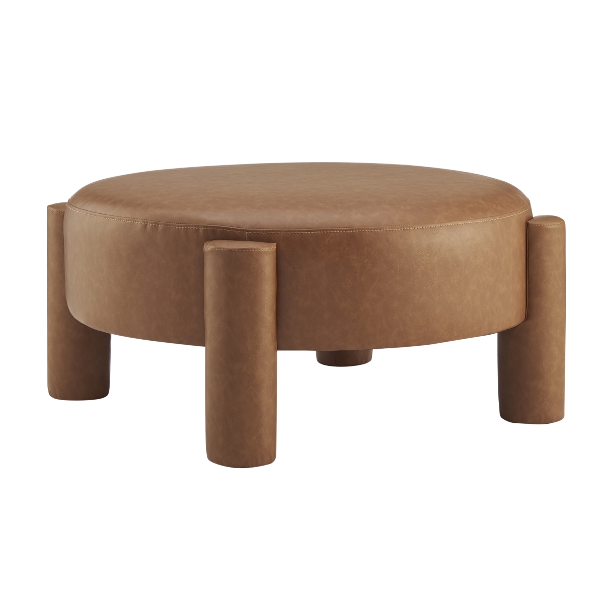 Pacific Direct 1900238-VCD Elora PU Round Ottoman, Vintage Cider