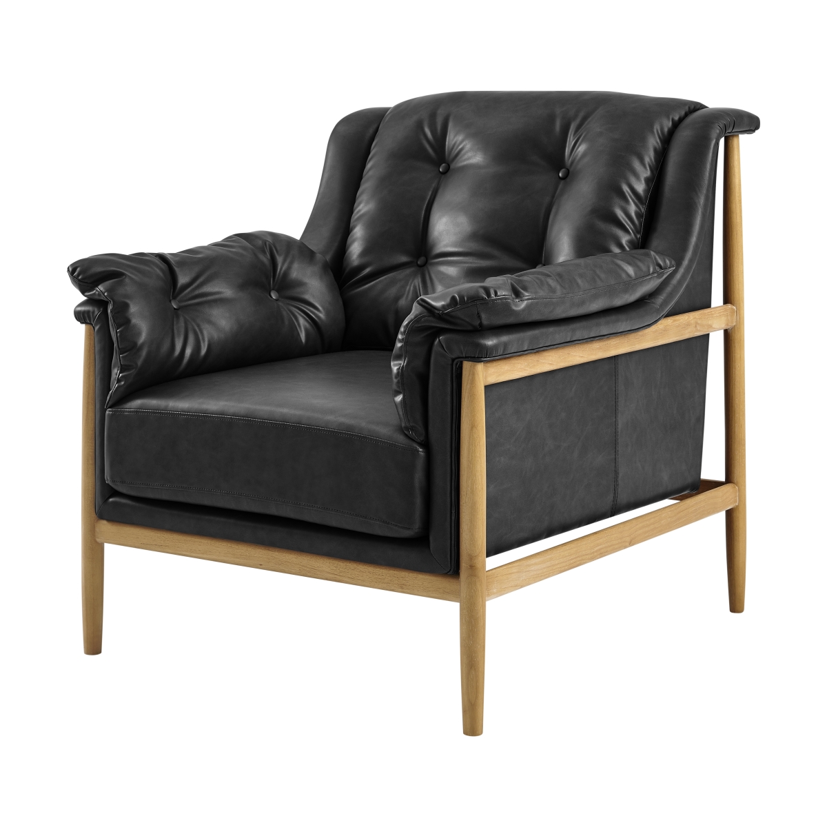 Pacific Direct 3900128-662 Larry PU Tufted Accent Arm Chair, Casa Black