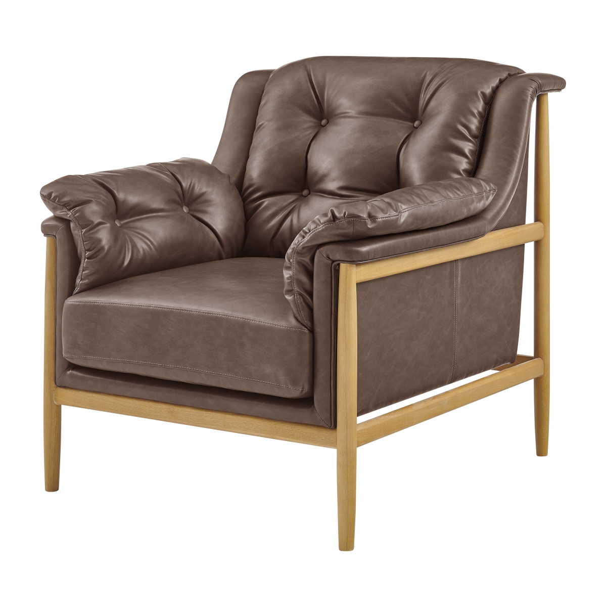 Pacific Direct 3900128-718 Larry PU Tufted Accent Arm Chair, Casa Brown