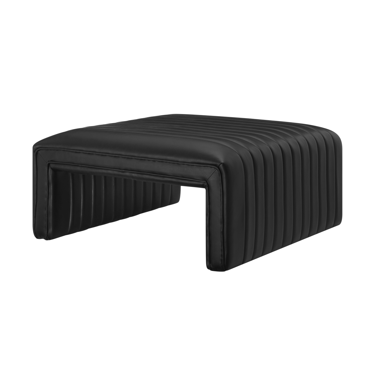 Pacific Direct 1250064-BCK Atkinson PU Coffee Table & Ottoman, Black