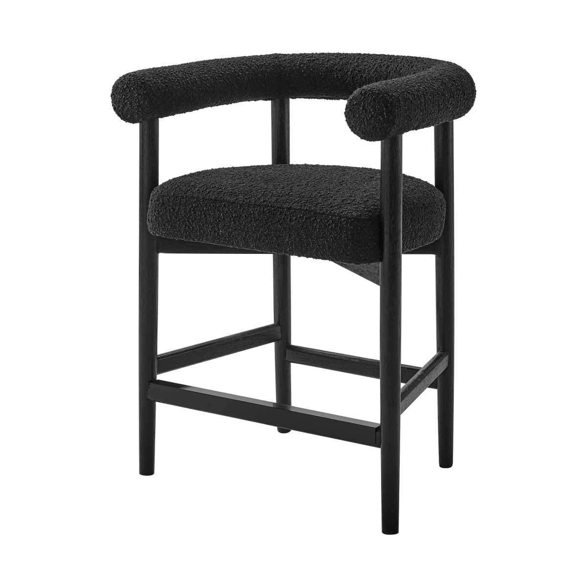 Pacific Direct 1250079-722 Keanu Boucle Counter Stool with Black Legs - Stanton Black