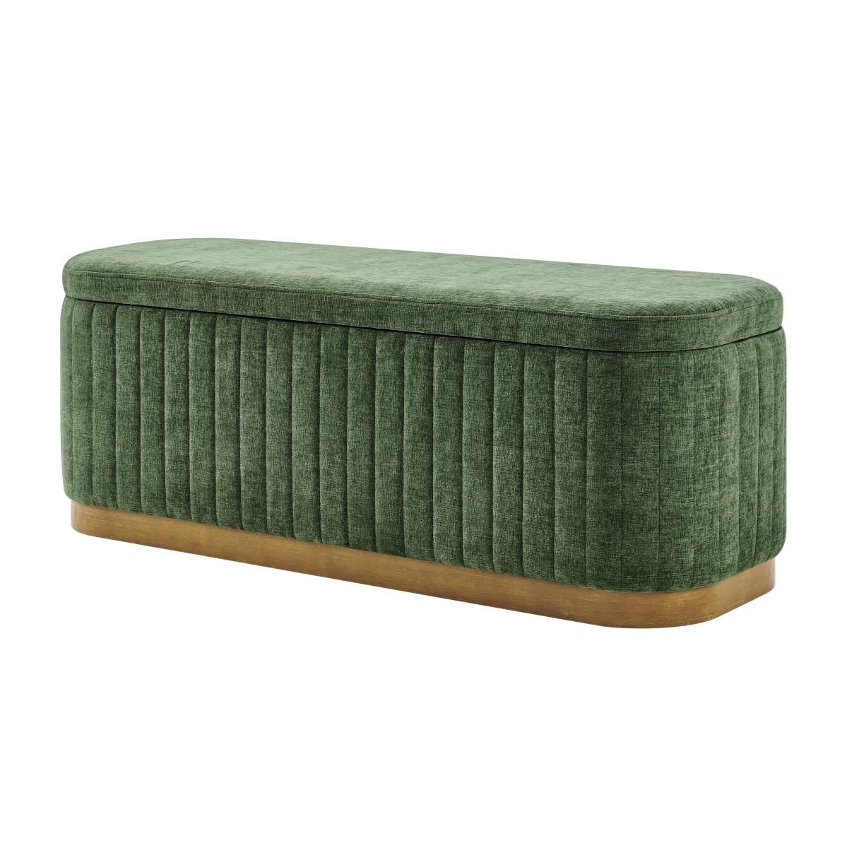 Pacific Direct 1600093-714 Clinton Chenille Storage Bench - Seneca Green