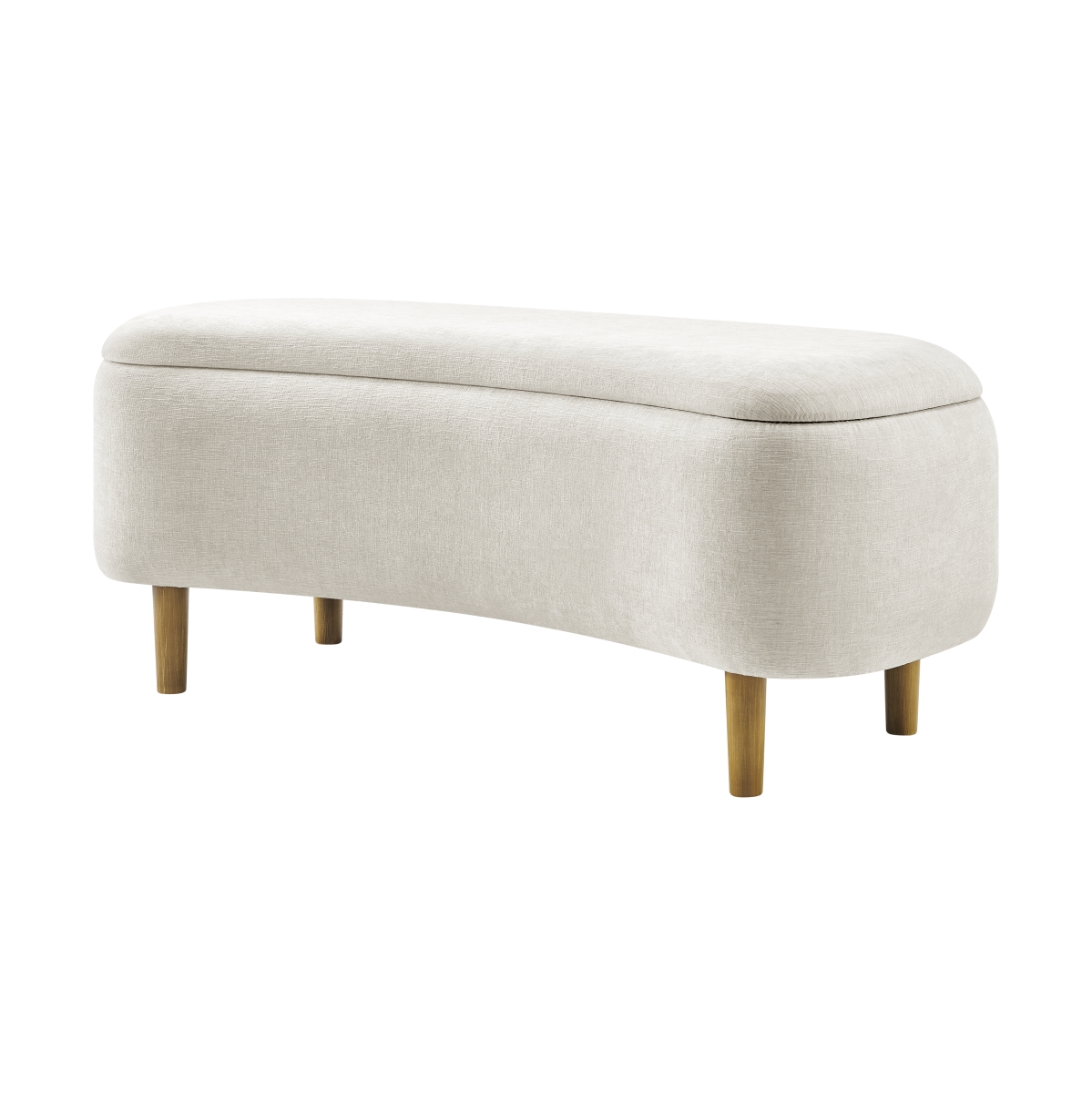 Pacific Direct 1600094-710 Leony Chenille Storage Bench - Seneca Beige