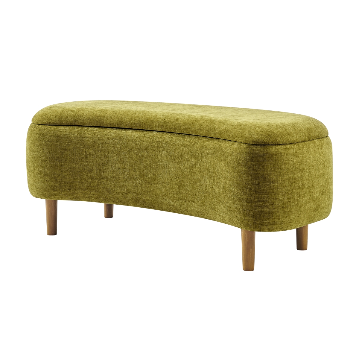 Pacific Direct 1600094-713 Leony Chenille Storage Bench - Seneca Olive