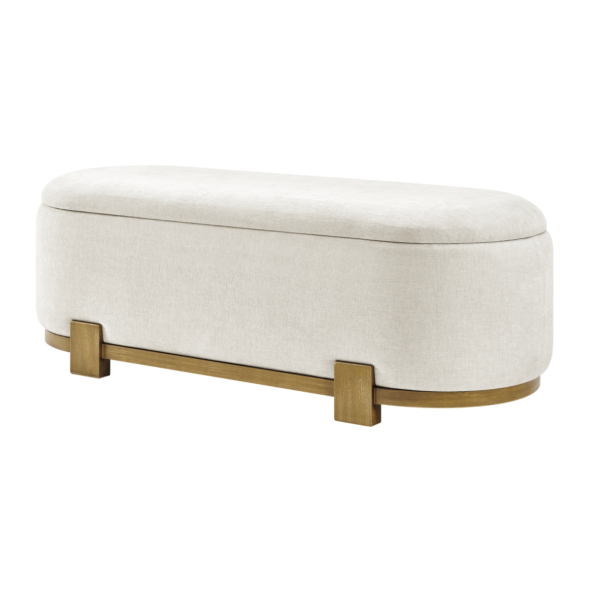 Pacific Direct 1600095-710 Ayleen Chenille Storage Bench - Seneca Beige