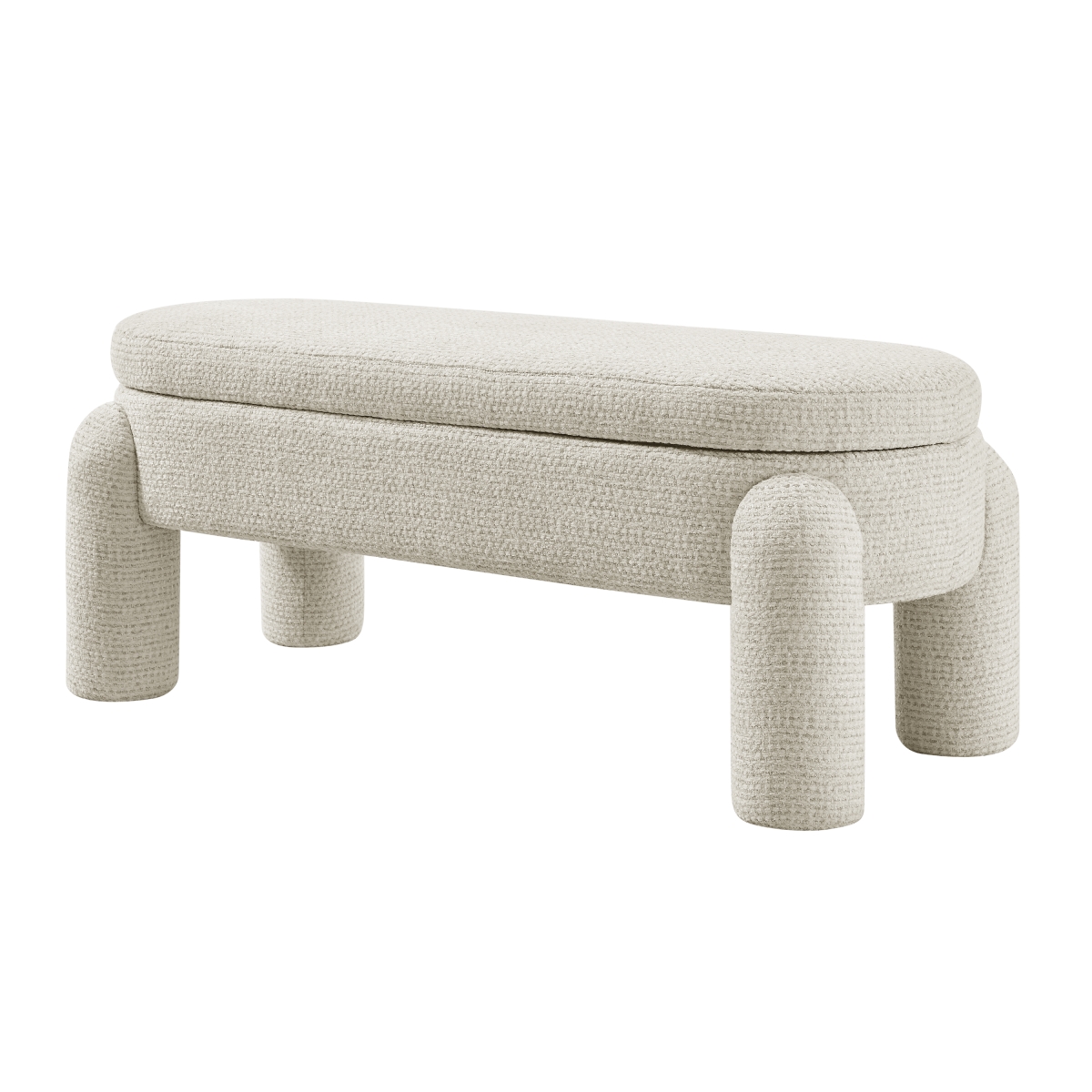 Pacific Direct 1900253-737 44.50 x 19.50 x 18.50 in. Bowden Chenille Storage Bench, Salzburg Beige