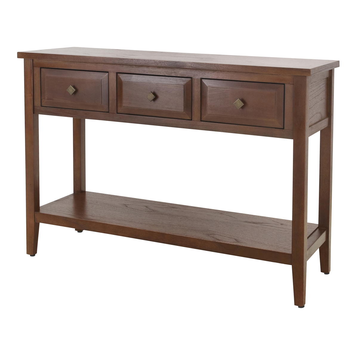 Pacific Direct 1270042-WL 42 x 15 x 30 in. Wexford 3 Drawers Console Table with Shelf, Walnut