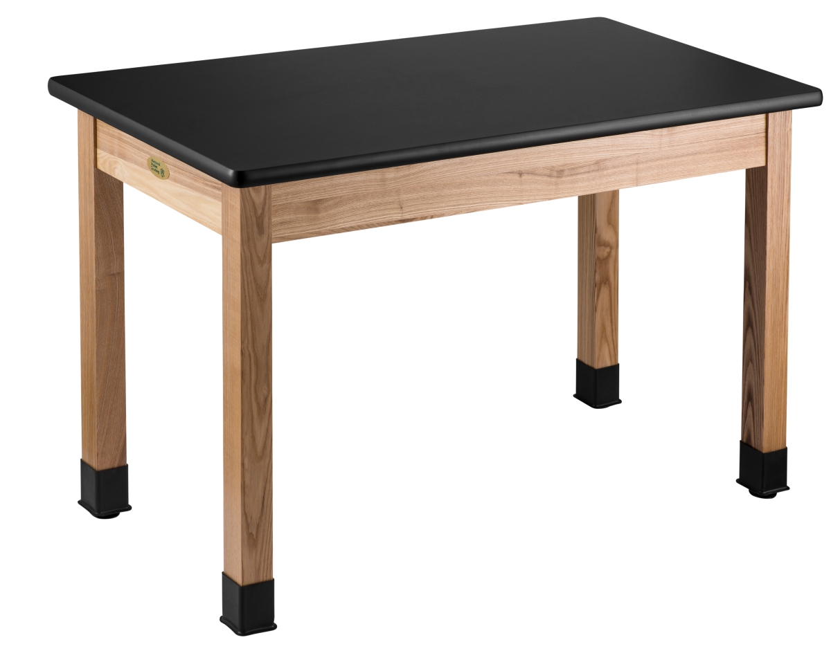 HSLT2448 30 x 24 x 48 in. Science Lab Table with Black Top & Ashwood Legs -  National Public Seating, SLT1-2448H