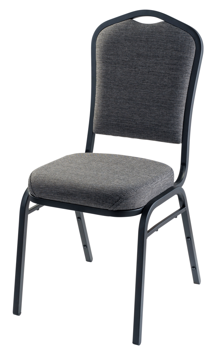 9362-BT Deluxe Fabric Upholstered Padded Stack Chair, Natural Greystone & Black Santex