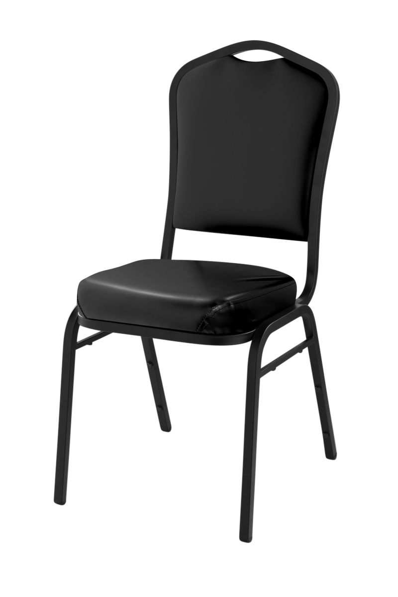 9310-BT Deluxe Vinyl Upholstered Padded Stack Chair, Panther Black & Black Santex