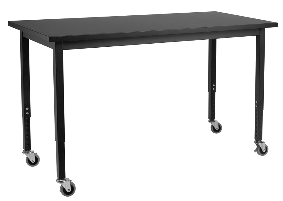 Picture of National Public Seating PSLT2448SAH 24 x 48 in. Height Adjustable Science Lab Table with Phenolic Top&#44; Steel Black Legs
