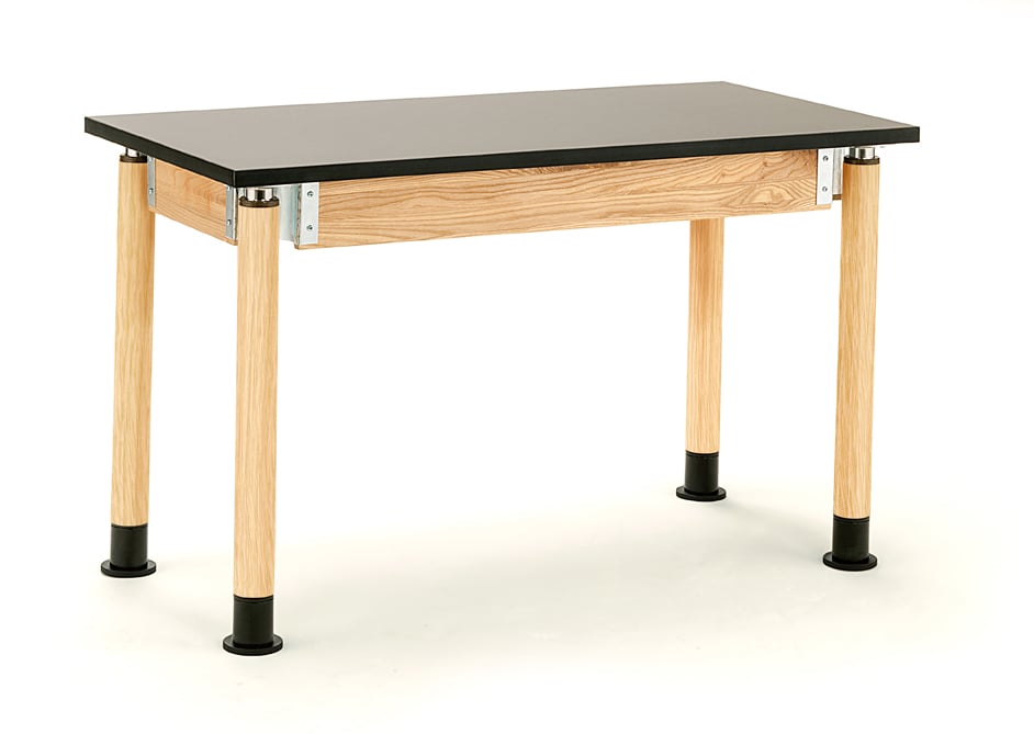 PSLT2448AH-OK 24 x 48 in. Height Adjustable Science Lab Table with Phenolic Top, Oak Legs -  National Public Seating, SLT5-2448P