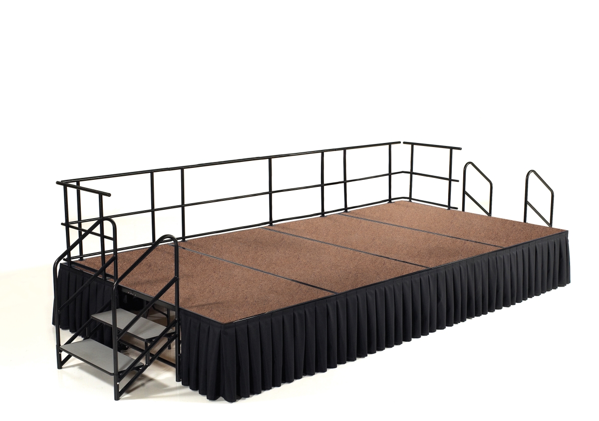 Stage Package with Medium Hardboard Floor, Box Pleat Black Skirting - 24 x 96 x 144 in.