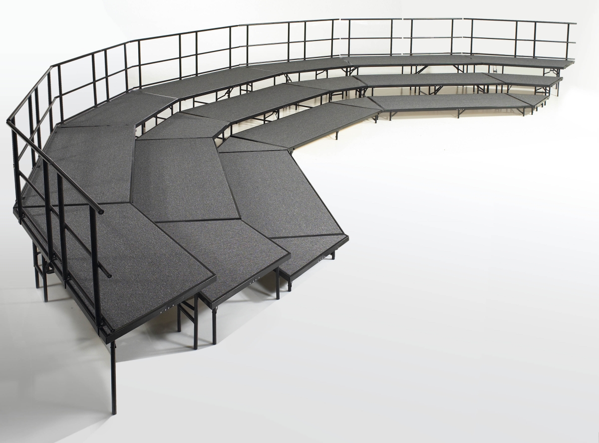 3 Level Plywood Core Seated Choral Riser Configuration Stage with Black Carpet