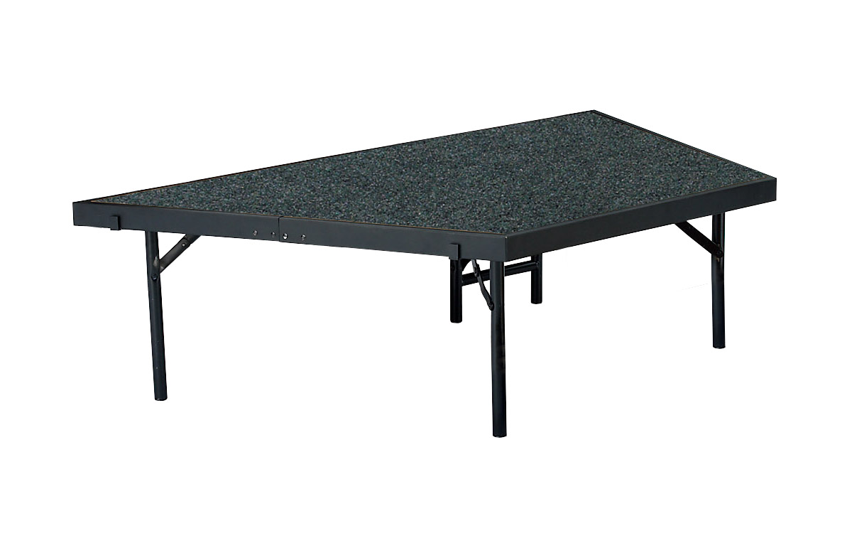 Stage Pie with Blue Carpet, Black - 16 x 36 x 96 in.