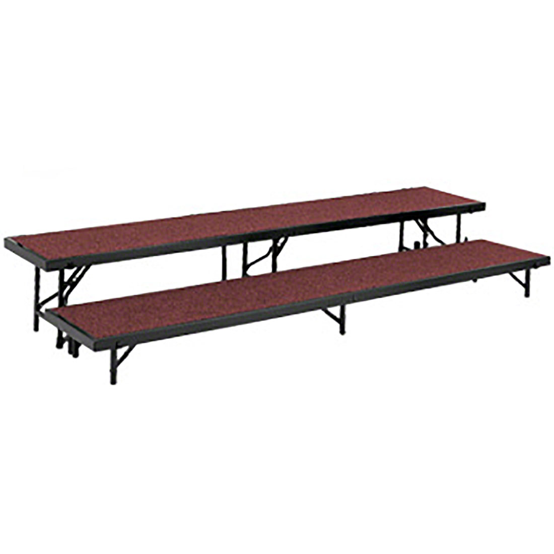 2 Level Tapered Standing Choral Riser, Red Carpet - 18 x 96 in. Platform