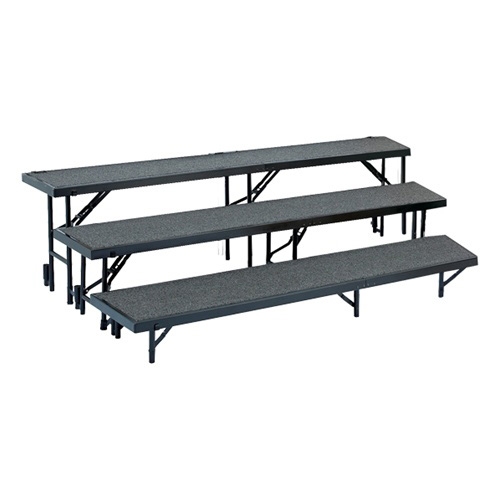 3 Level Tapered Standing Choral Riser, Grey Carpet - 18 x 96 in. Platform
