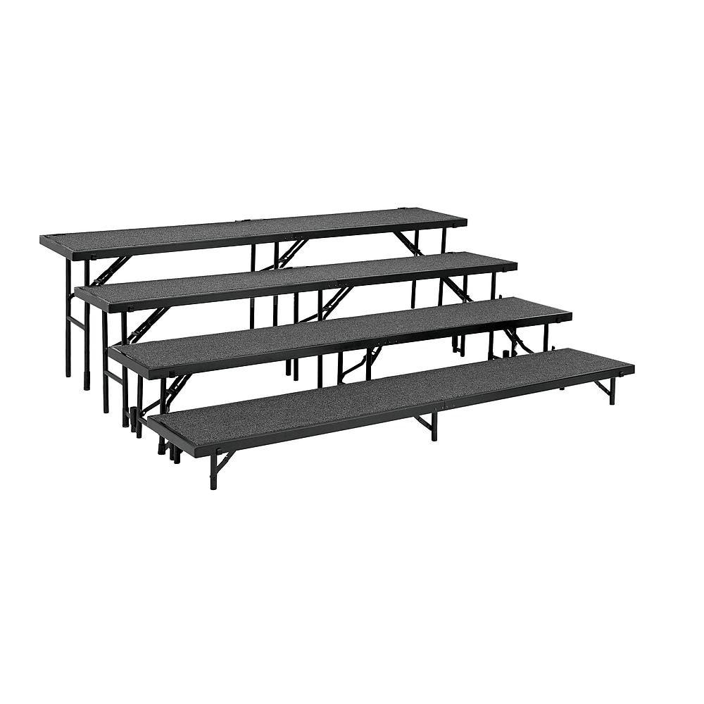 4 Level Tapered Standing Choral Riser, Grey Carpet - 18 x 96 in. Platform