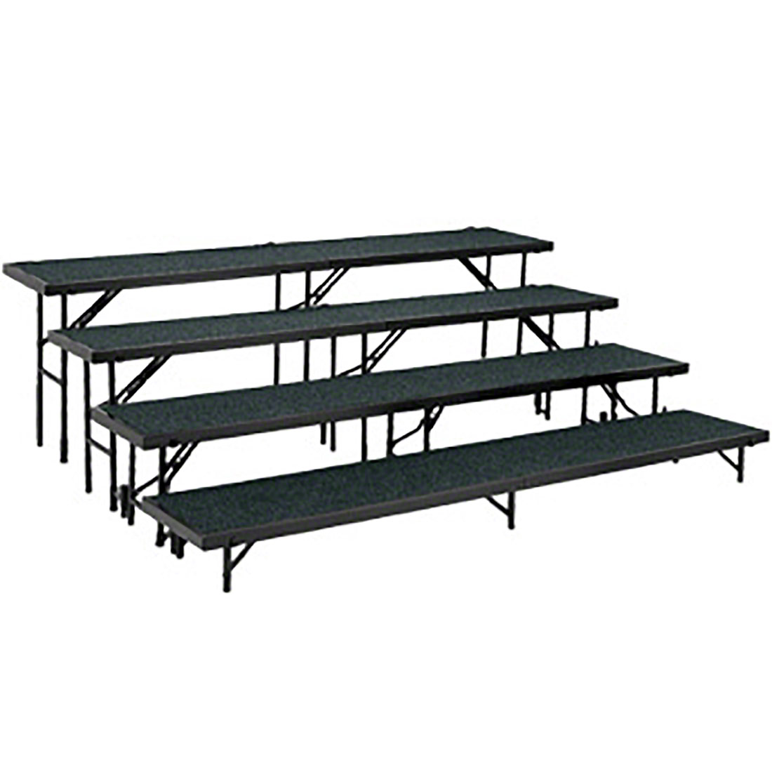 4 Level Tapered Standing Choral Riser, Black Carpet - 18 x 96 in. Platform