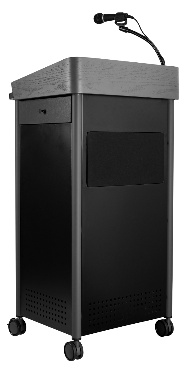 Picture of National Public Seating GSL-S Oklahoma Sound Greystone Lectern with Sound&#44; Charcoal