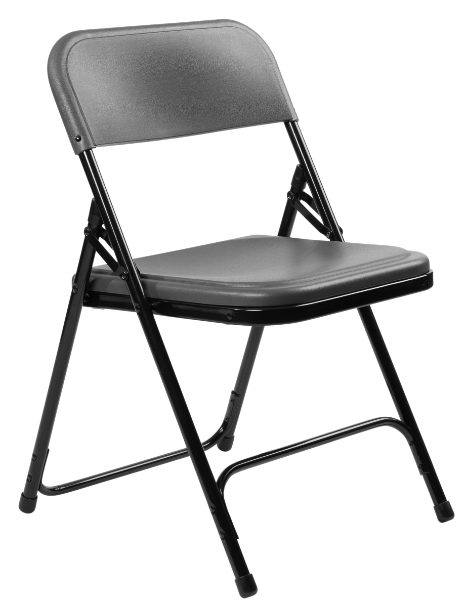 800 Series Premium Lightweight Plastic Folding Chair, Charcoal Slate - Pack of 4