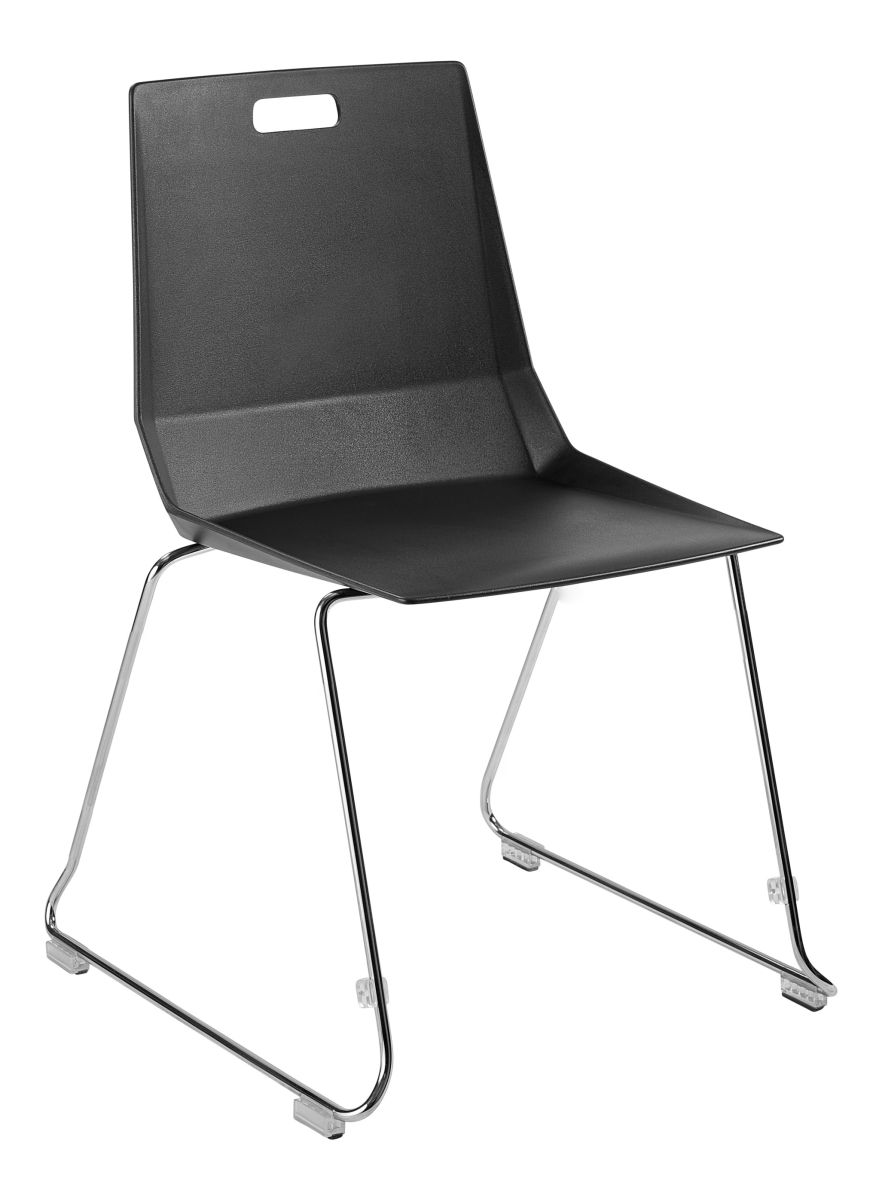 LVC10-11 LuvraFlex Stack Chair, Black Poly Back & Seat, Chrome Frame