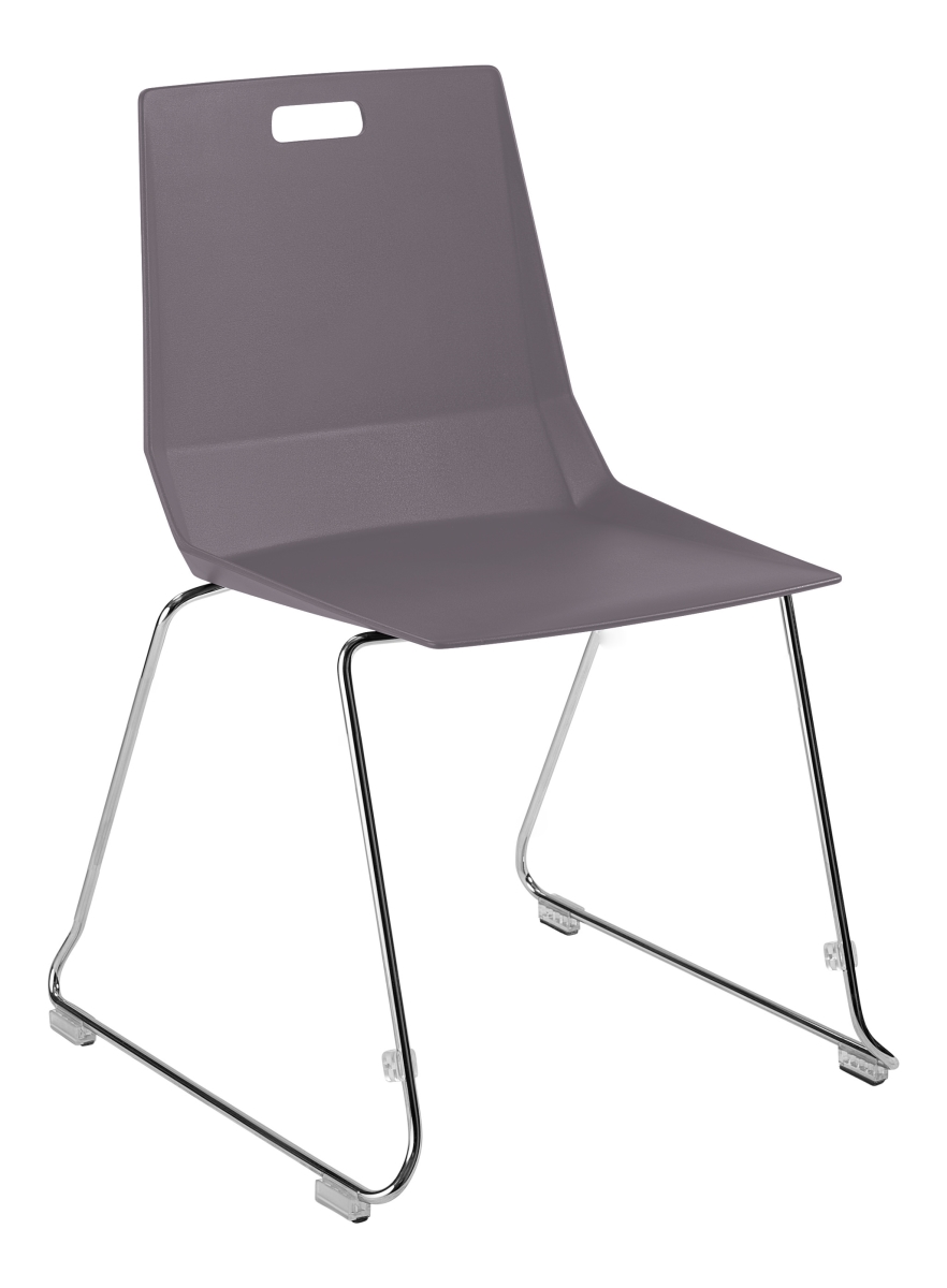 LuvraFlex Stack Chair, Charcoal Poly Back & Seat, Chrome Frame