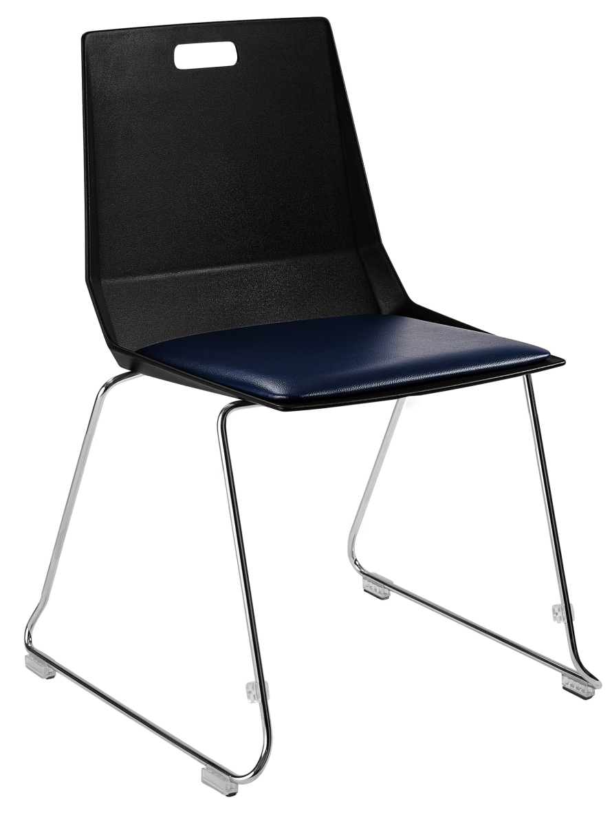 LVC10-11-04 LuvraFlex Stack Chair, Poly Back & Padded Seat, Black & Blue