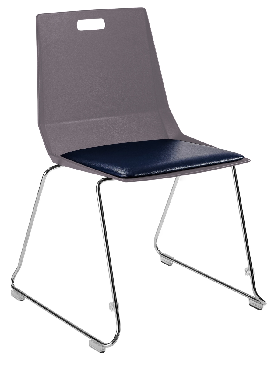 LVC20-11-04 LuvraFlex Stack Chair, Poly Back & Padded Seat, Charcoal & Blue