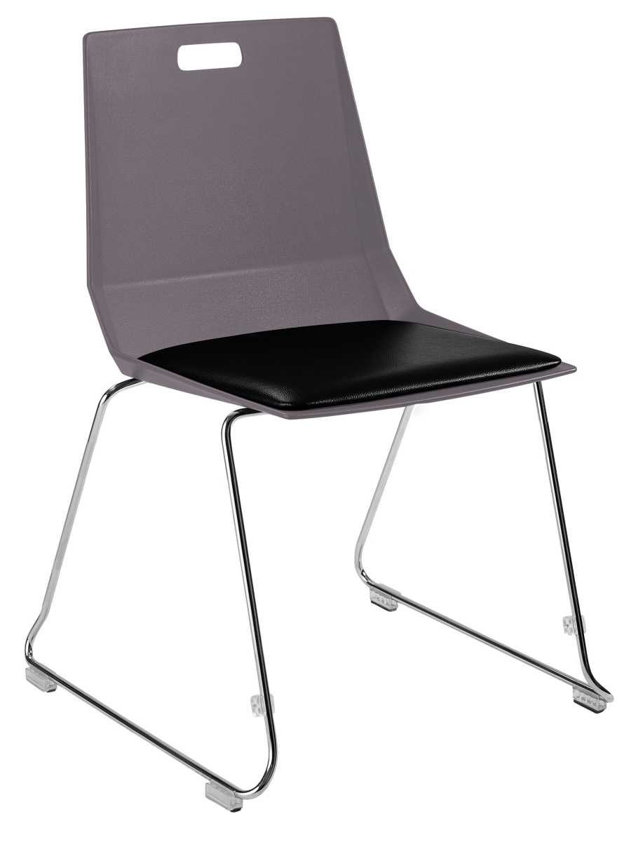LuvraFlex Stack Chair, Poly Back & Padded Seat, Charcoal & Black
