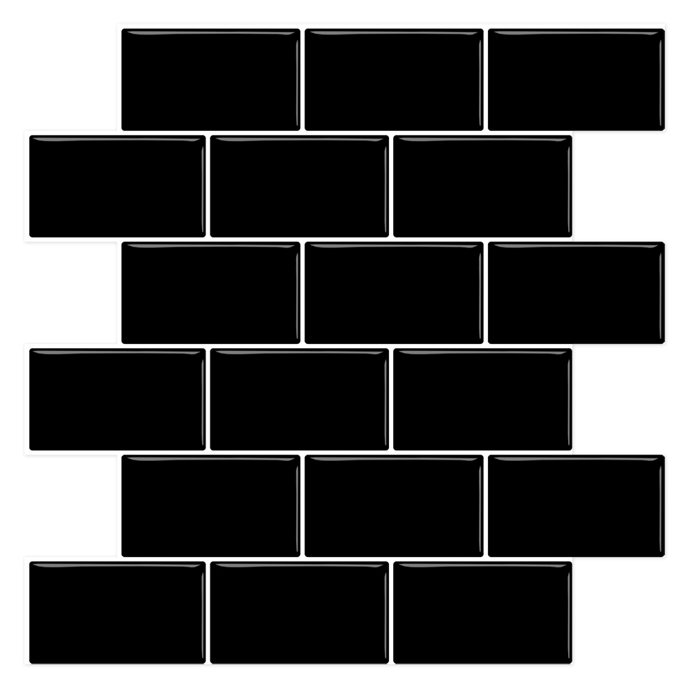 Peel & Stick Backsplash - Black Subway Tile - Set of 8 Sheets - Water-Resistant