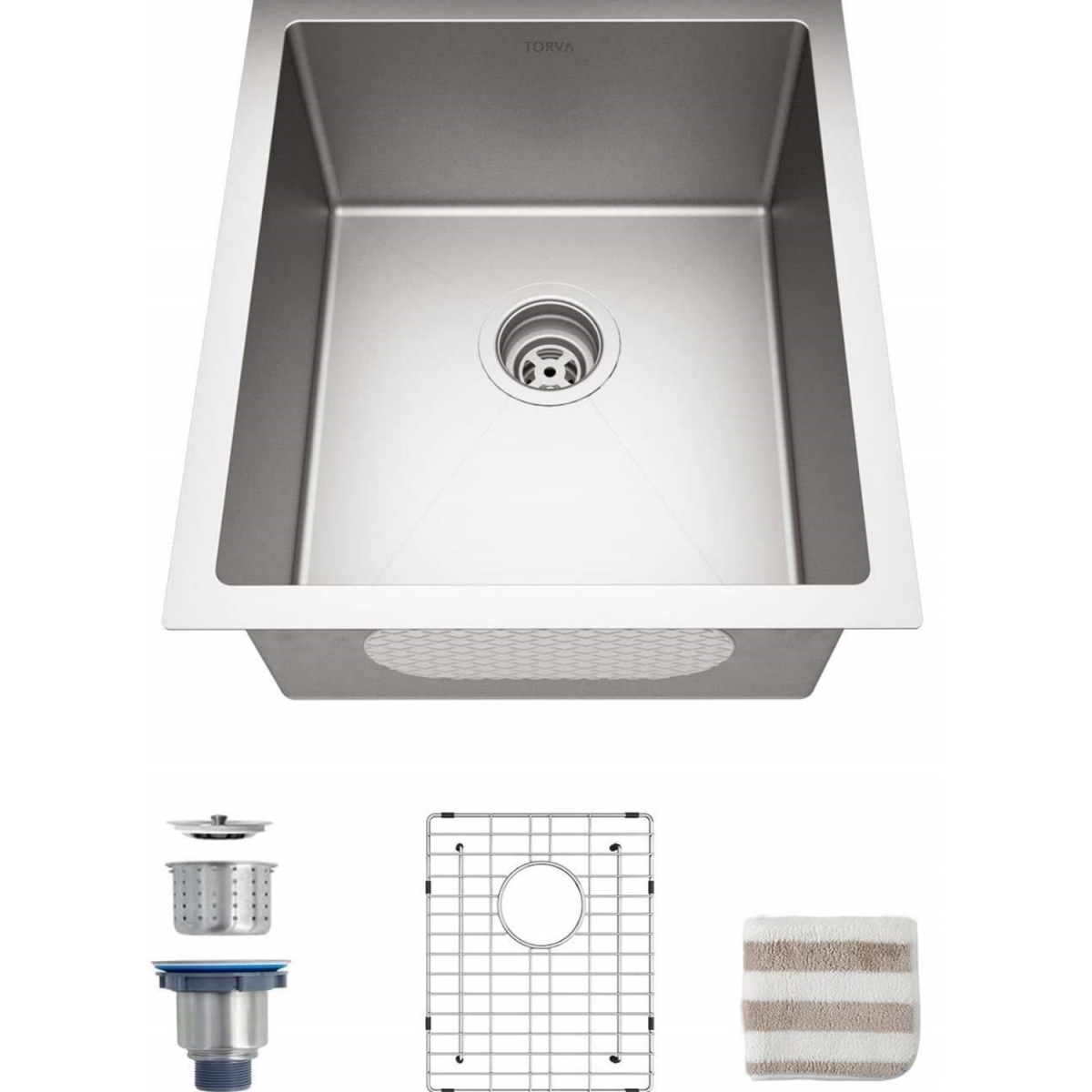 Picture of WELLFE MSJ1719R9M RV Kitchen Sink, 17 x 19 inch Undermount Kitchen Sink, 16 Gauge Stainless Steel Sink, Handmade for Kitchen Sink, Bar Sink, or Outdoor Sink