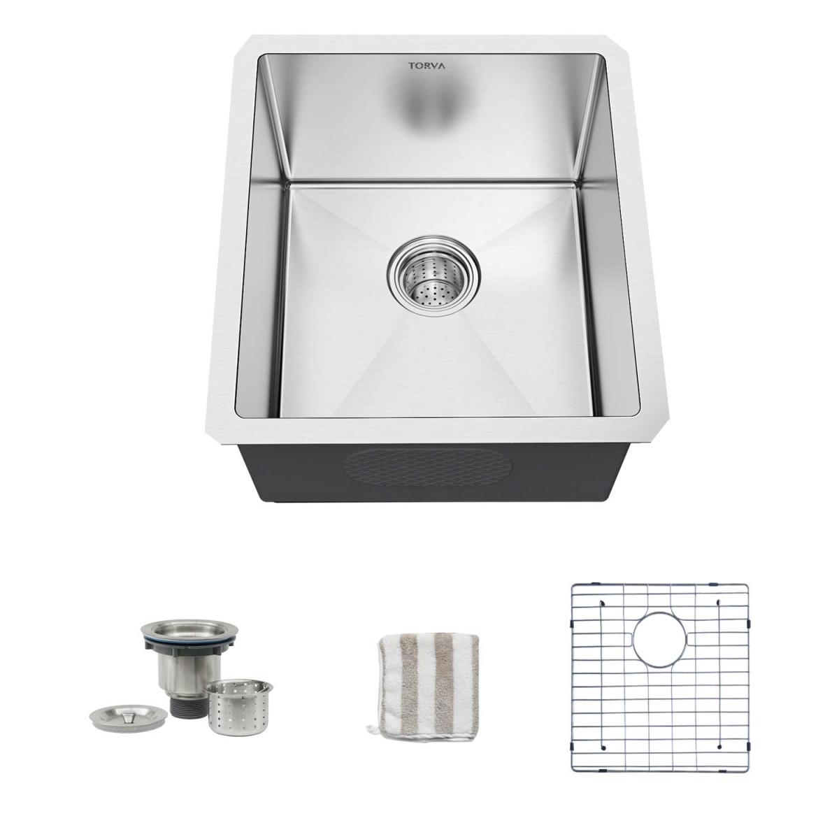 Picture of WELLFE MSJ1315R055 RV Kitchen Sink, 13-in x 15-in Undermount Single Bowl 18-Gauge 304 Stainless Steel Bar/Prep Sink (8-in Deep)