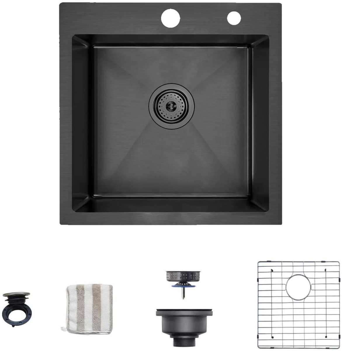 Picture of WELLFE MSJ1818R9NH RV Kitchen Sink, 18-in Drop-In Single Bowl 16-Gauge Stainless Steel Kitchen Sink