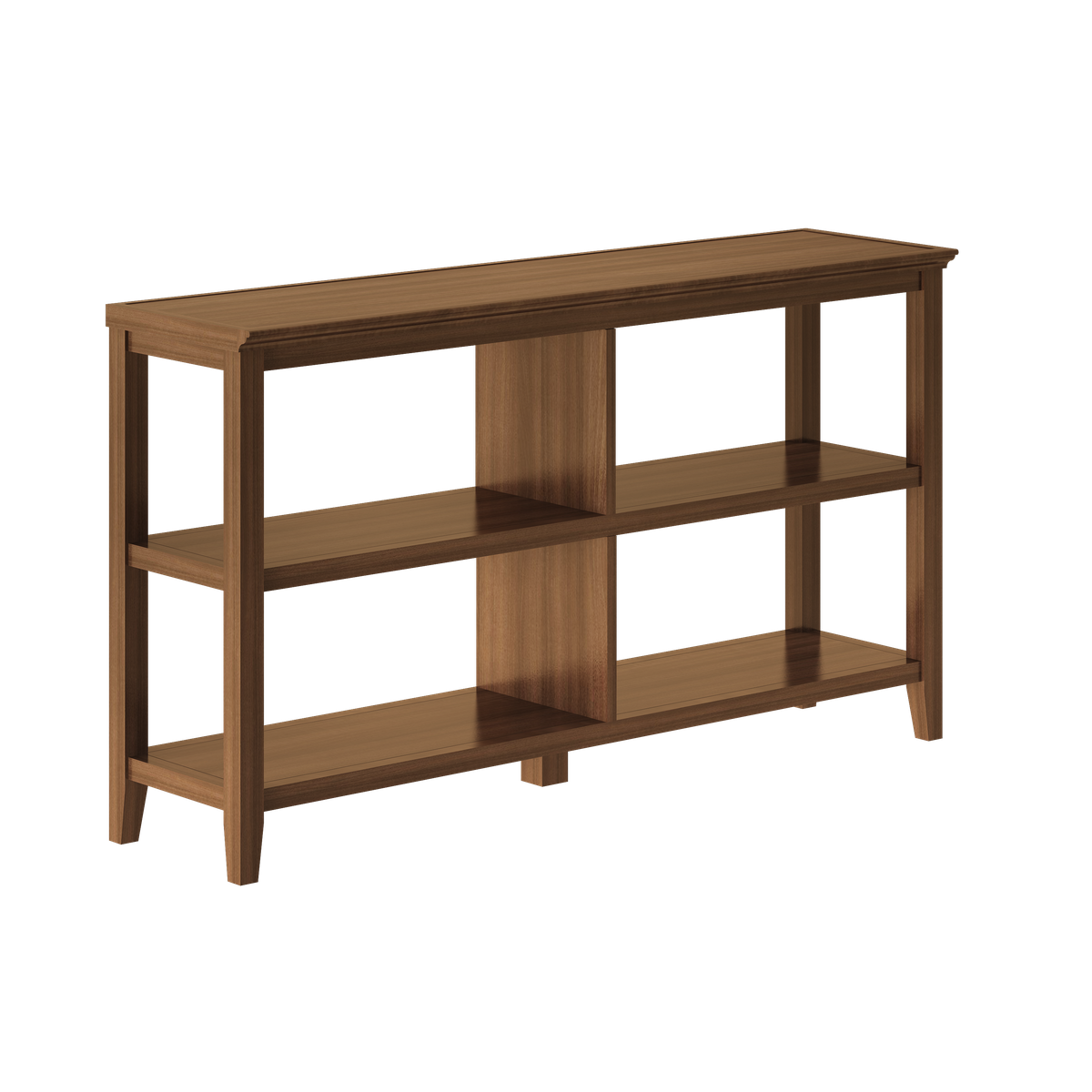 2-Tier Low Wooden Bookcase, Walnut