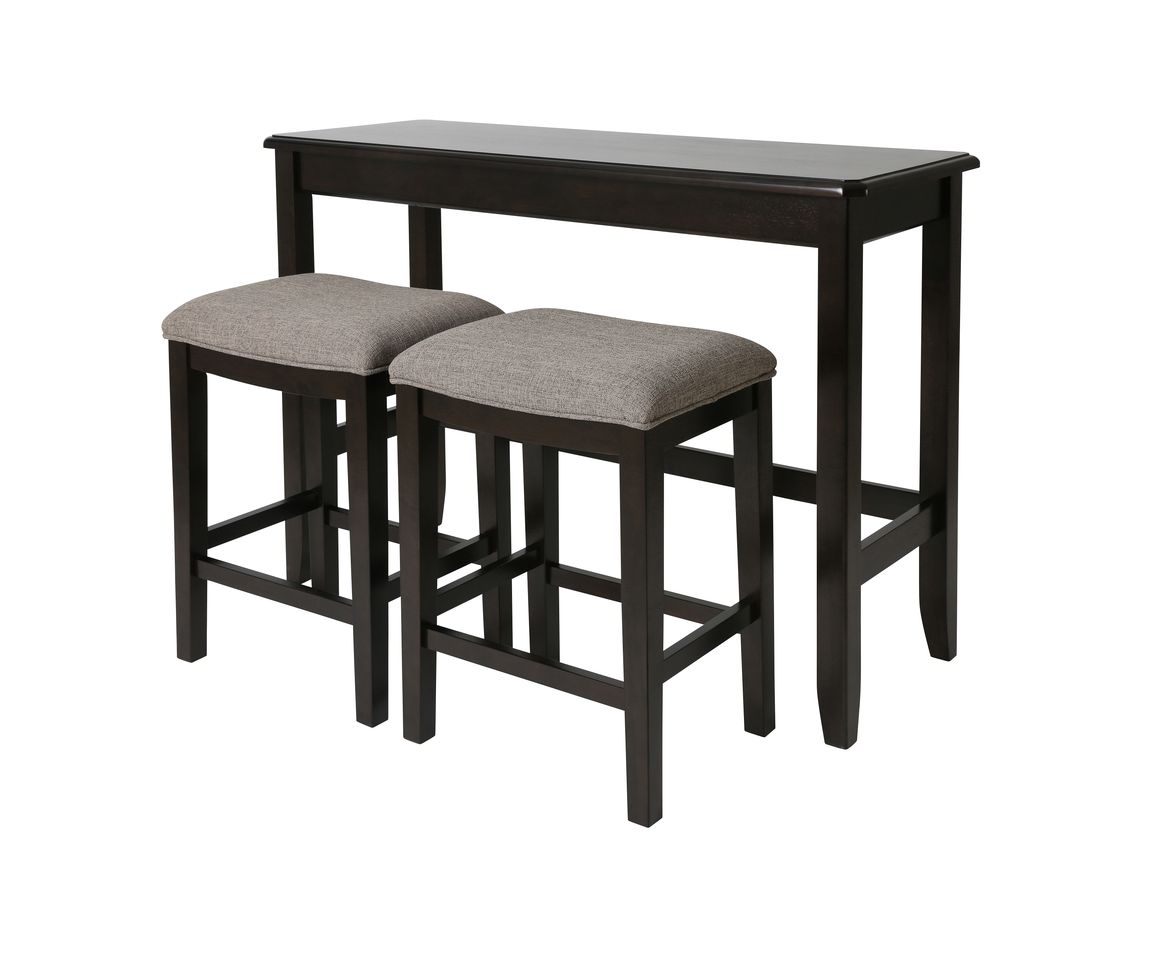Picture of NewRidge Home Goods 4560-TRF Home Sofa Table with Two Stools&#44; Espresso