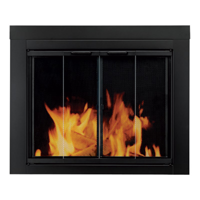 AT-1001 Ascot Fireplace Glass Door for Masonry Fireplaces, Medium, Black