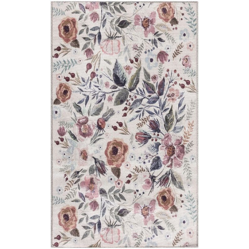 Picture of Nourison Home 841491141007 2 x 3 ft. Rectangle Floral Indoor Non-Skid Area Rug&#44; Ivory & Pink