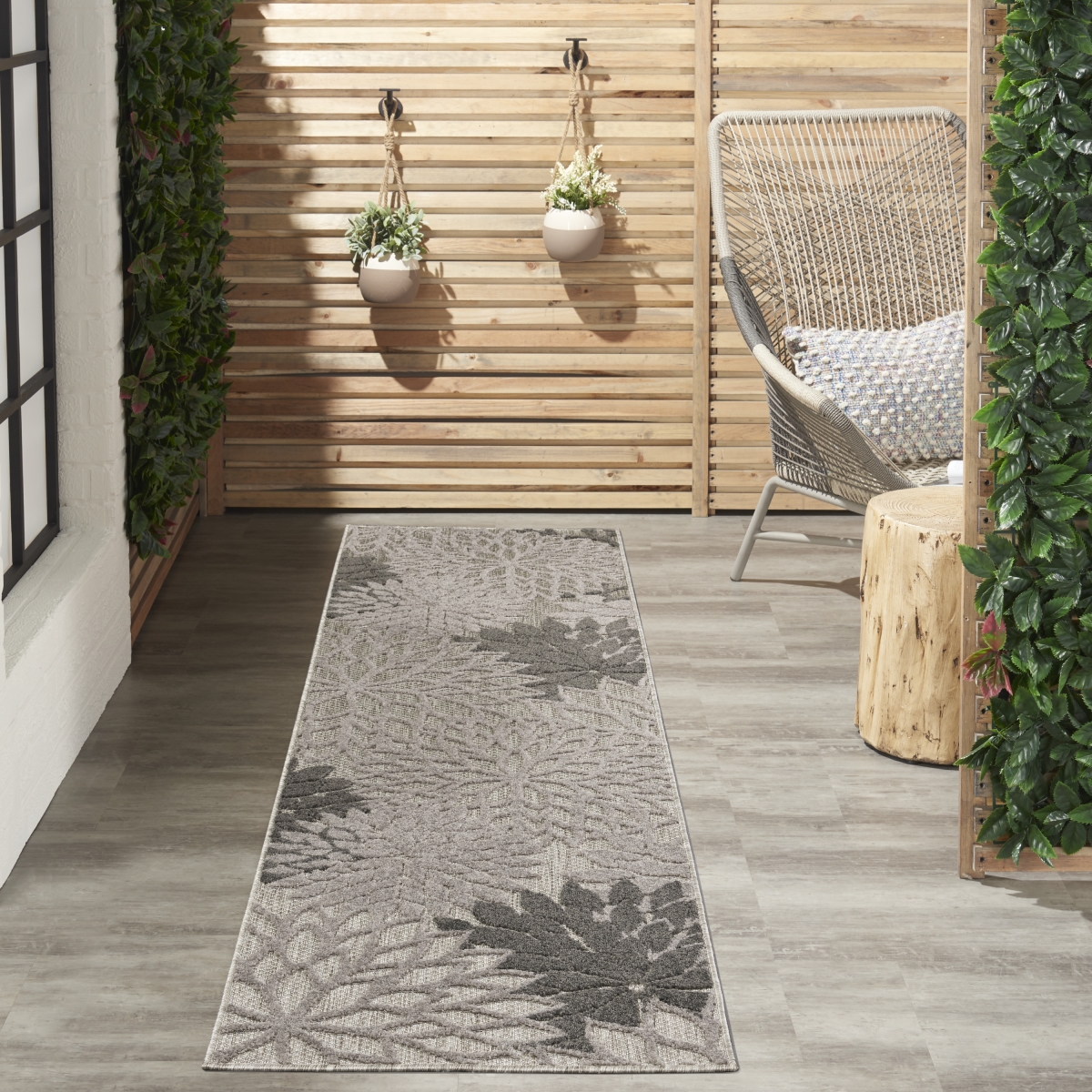 Picture of Nourison Home 99446779236 2 ft. 3 in. x 12 ft. Aloha Tropical Runner Rug - Silver & Gray