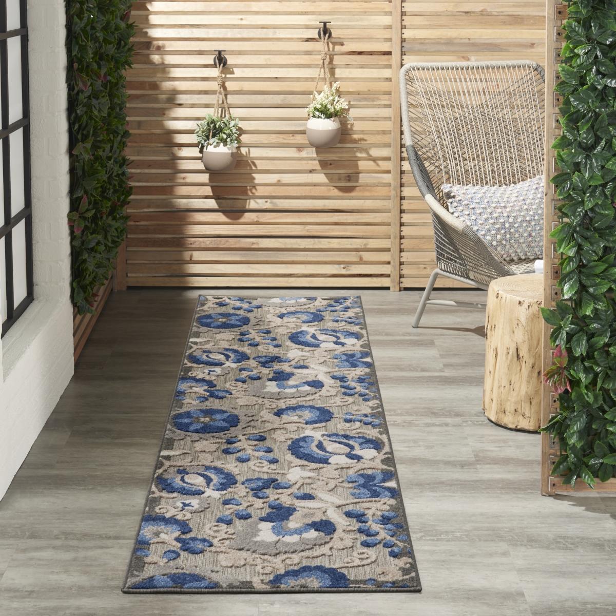 Picture of Nourison Home 99446768988 2 ft. 3 in. x 12 ft. Aloha Farmhouse Runner Rug - Natural & Blue