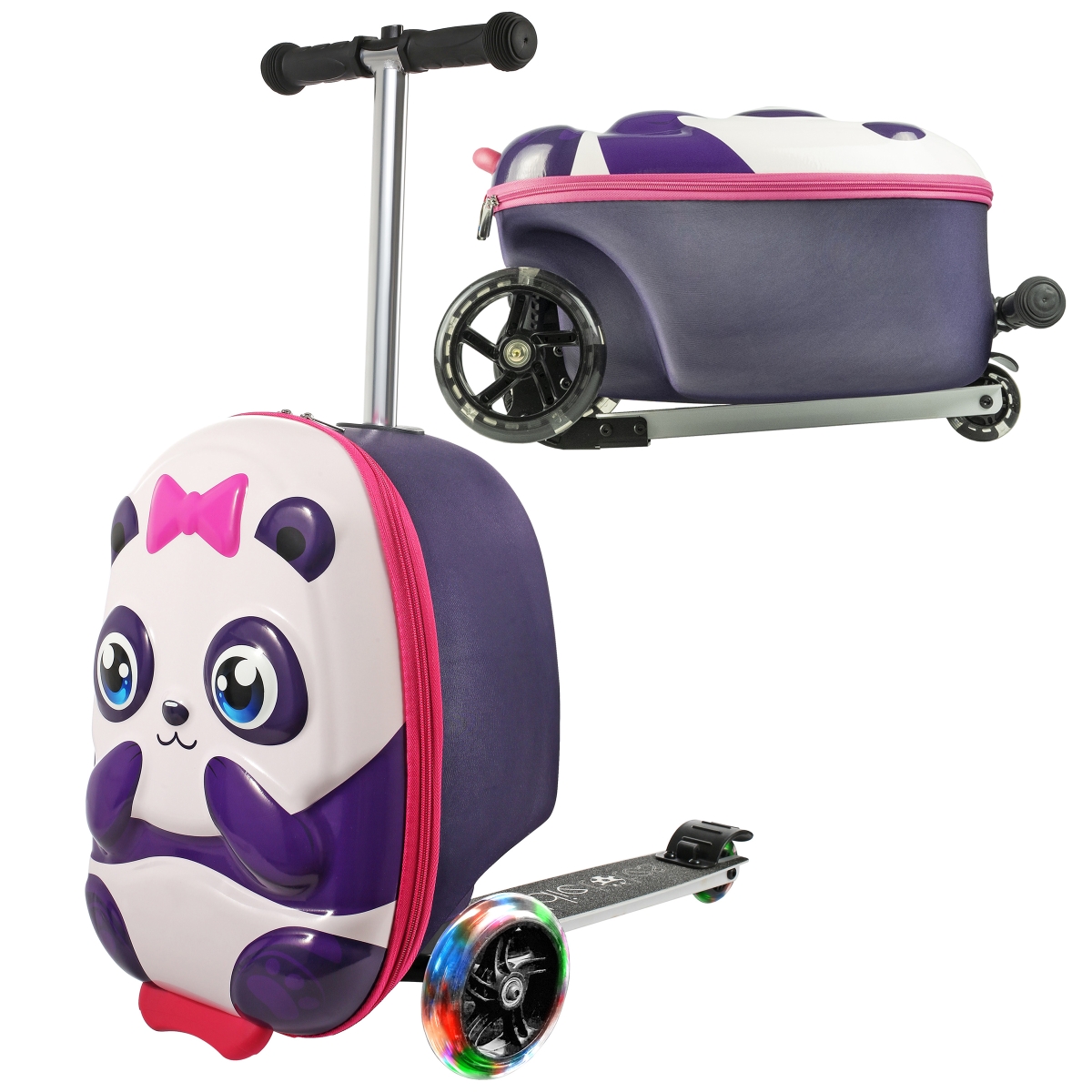 3-D Hardshell Kids Scooter Suitcase - Panda - Airline-Approved - Foldable & Durable