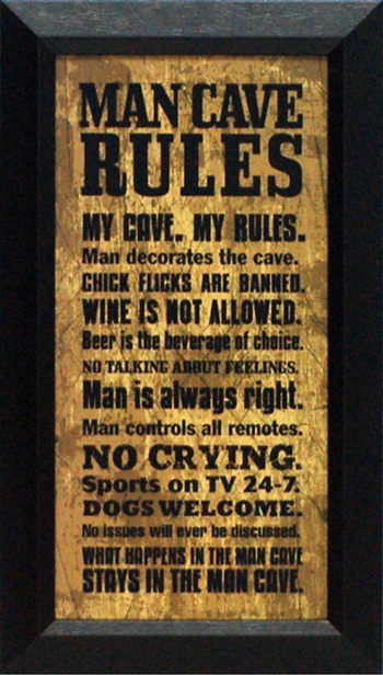 Picture of Artistic Reflections AR613 11 x 19 in. Man Cave Rules Inspirational Typography Art Print