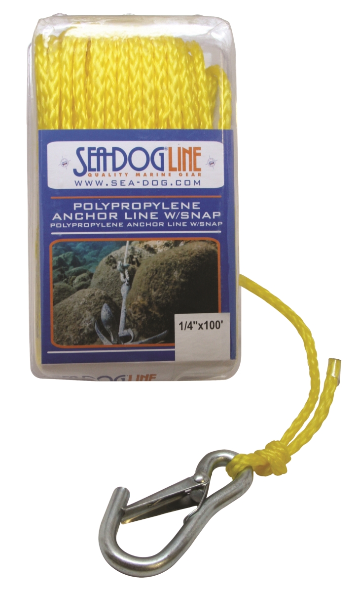 304206050YW-1 0.25 in. x 50 ft. Polypropylene Anchor Line with Snap - Yellow